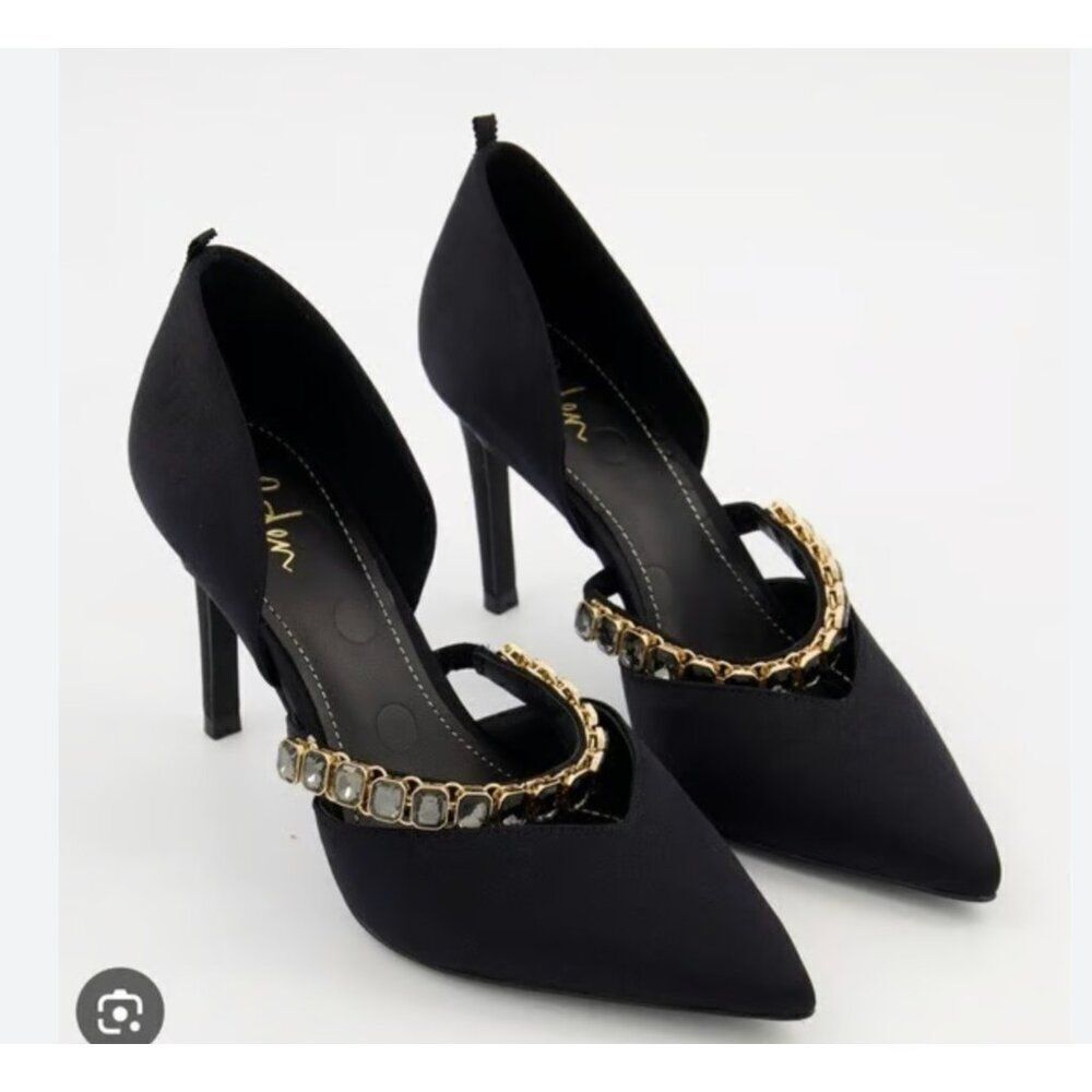 Boden Womens Heels Crystal Strap Pumps Court Shoes Black Sz US 9 EU 40 NWOB